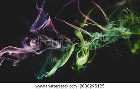 Smooth abstract smoke colorful swirls line shape on grey  backdrop