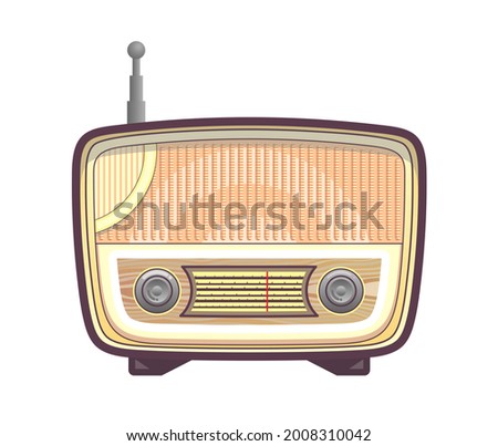 Radio retro isolated on white background with copy space and have clipping path in picture.