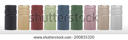 Colorful wine caps. Isolated on white background. (with PS paths) Royalty-Free Stock Photo #200835320