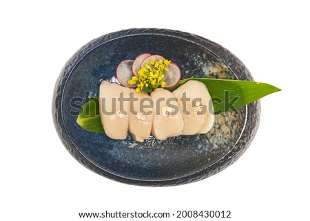 Top view hotate sashimi on white background Royalty-Free Stock Photo #2008430012