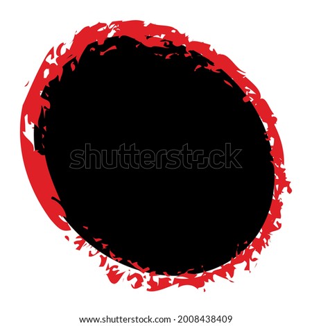 Grungy, grunge texture circle, oval abstract element. Paintbrush, stain, inkblot effect illustration