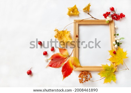 Picture frame mockup decoration autumn equinox festival with fall leaves