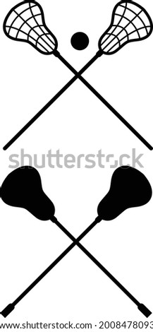 lacrosse sticks crossed on white background. lacrosse stick and ball sign. lacrosse symbol. flat style.