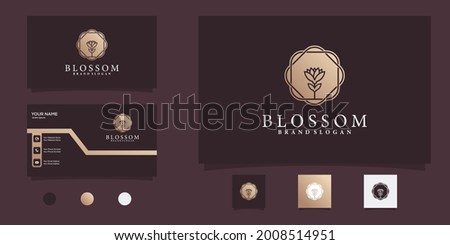 Blossom logo for beauty and spa with gold gradient colour Premium Vector