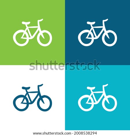 Bicycle Hand Drawn Ecological Transport Flat four color minimal icon set