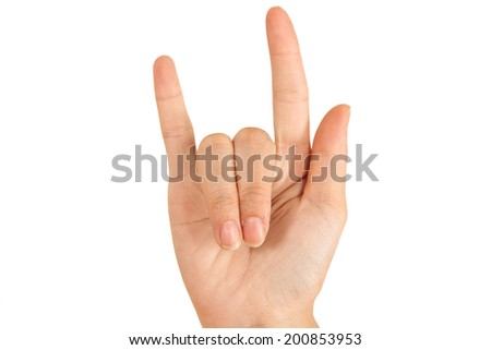 Human hand show love sign