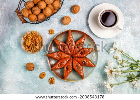 Traditional Azerbaijan holiday Novruz sweets bakhlavas.