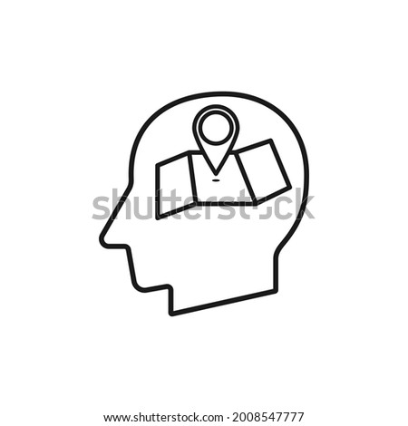 Head with Map marker sign silhouette vector illustration
