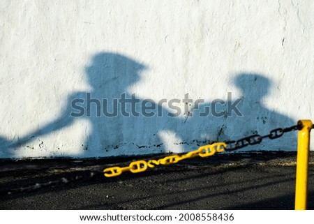shadow silhouette on white wall.
