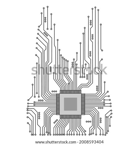 Microcircuit on a white background. Microprocessor. Electronic circuit. Vector microcircuit. Royalty-Free Stock Photo #2008593404