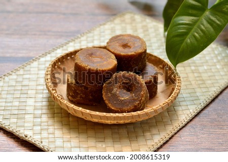Organic brown palm sugar or coconut sugar, better known as Java sugar. 

 Royalty-Free Stock Photo #2008615319