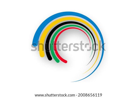 colorful vortex icon, logo template. Abstract multicolor curly lines, vector isolated on white background, sport concept, multicolor striped frame, copy space for your text Royalty-Free Stock Photo #2008656119