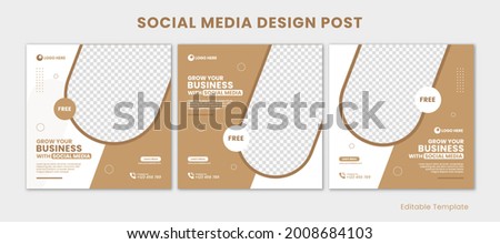 Set of Template Social Media Instagram Design Post. With Memphis Design, Brown and White Color Theme. Suitable for Sale Banner, Post, Ads, Promotions your Product, Business, Fashion, ETC.
