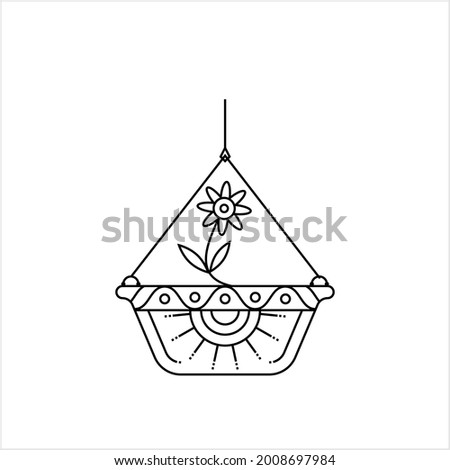 Hanging House Plants Icon, Hanging Plants In Pot Vector Art Illustration