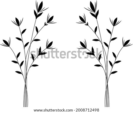 Felt Lisianthus Flowers Vector Design Black-White