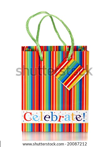 Holiday gift bag isolated on a white background