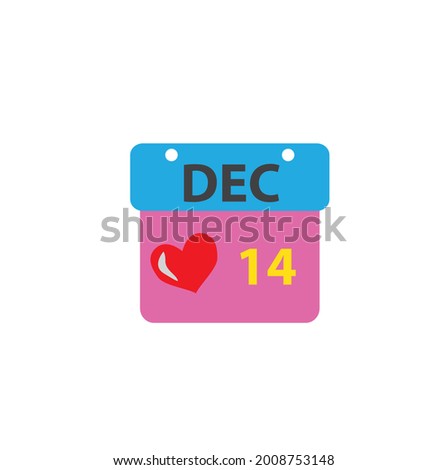 December calendar - Dec 14 icon illustration, new cute and romantic flat gift box vector design