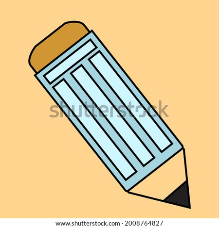 Creative, trendy vector icon of pencil with shadow background.