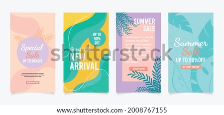 Set of Instagram stories sale banner abstract background, spring and summer sale decorative style background for website, mobile app, poster, flyer, coupon Vector