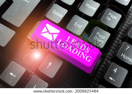 Hand writing sign Leads Loading. Business idea Initiating customer regards with the generating process Entering New Programming Codes, Typing Emotional Short Stories