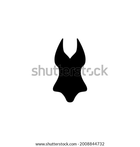 Bikini swimsuit icon in solid black flat shape glyph icon, isolated on white background 