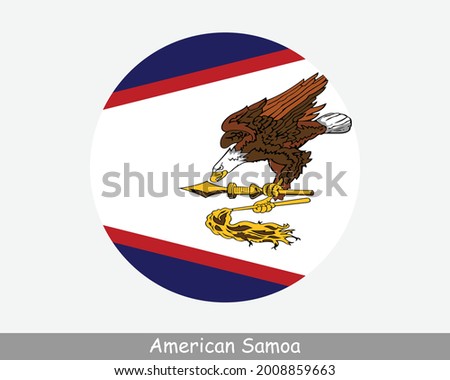 American Samoa Round Circle Flag. American Samoan Circular Button Banner Icon. EPS Vector