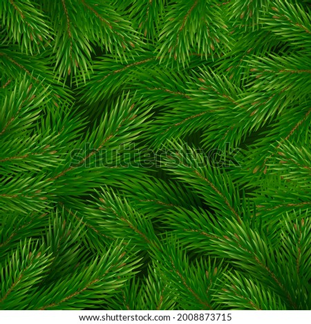 Christmas tree branches pattern. Christmas and New Year decoration. Vector illustration