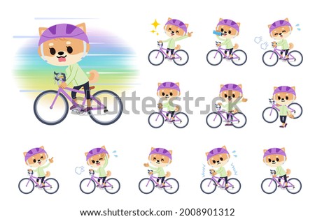 A set of Dog girl on a road bike.It's vector art so it's easy to edit.
