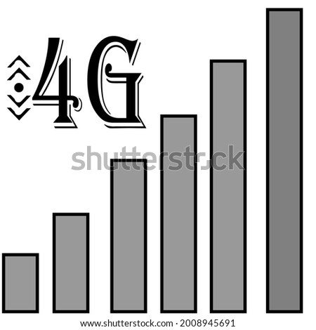 vector icon showing a strong 4G signal on the cellphone icon in the area