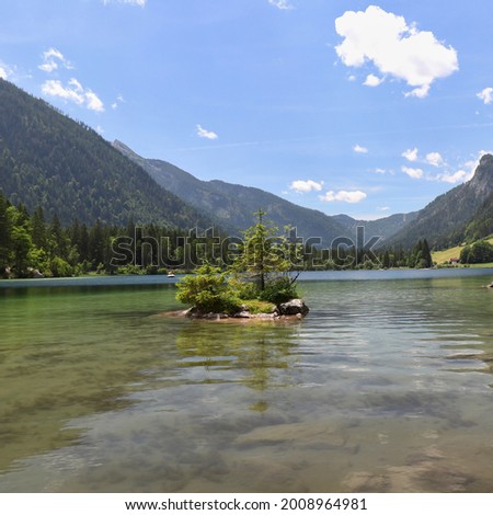 A little island on the lake. Location: Europe, Germany, Hintersee (Berchtesgaden)