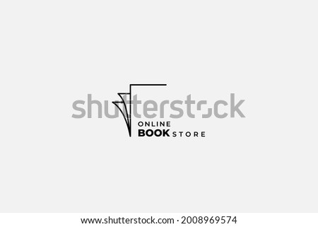 open book logo in linear style design for bookstore, book company, publisher, encyclopedia, library, education logo concept Royalty-Free Stock Photo #2008969574