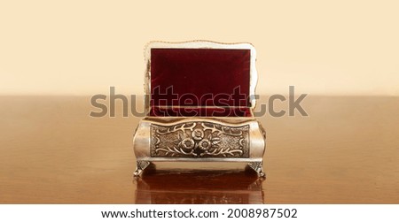 Silver treasure chest. Retro decorative jewelry box. Royalty-Free Stock Photo #2008987502