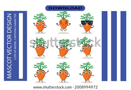 Mascot images of the carrot
set. Free Vector High Quality