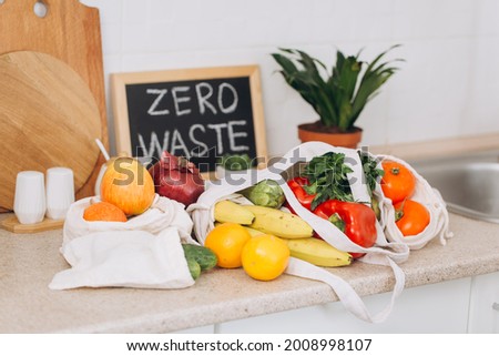 Products in eco packaging.. Eco friendly food storage, zero waste concept. Royalty-Free Stock Photo #2008998107