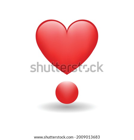 Heart above Dot Love Exclamation Mark Emoji Icon Object Symbol. Gradient Vector Illustration Clip Art Design Cartoon. Exclamation Point in Heart Format on white background. 