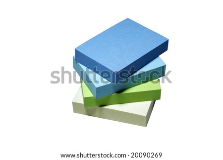 Stacked note paper blocks isolated on white background. Clipping path.