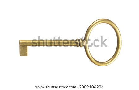 isolated vintage old golden and bronze key