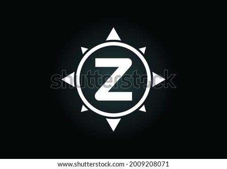 Initial Z monogram letter alphabet in a compass. Font emblem. Compass logo sign symbol. Modern vector logo design for business and company identity.