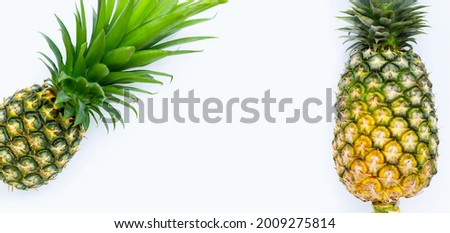 Pineapple on white background.  Copy sapce
