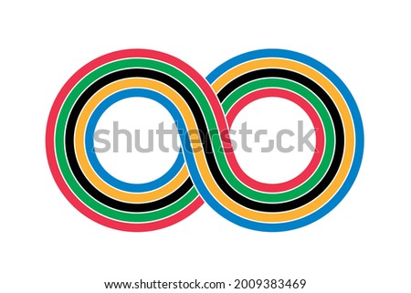 Limit mark graphic made of 5 color ribbons