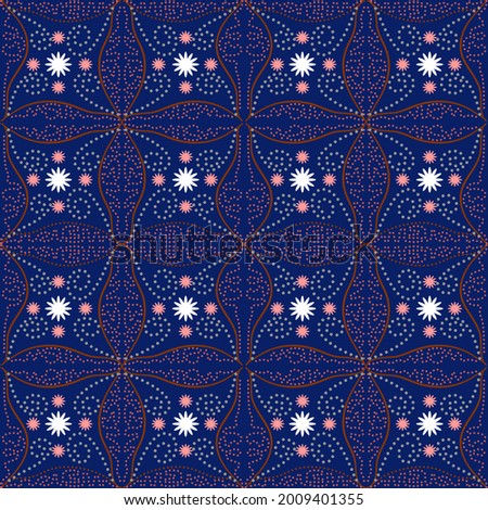 Blue background traditional ethnic seamless pattern
