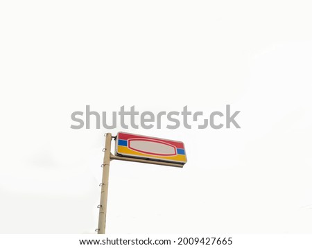 colored mini market signboard on a white background
