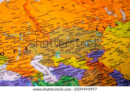 Kazakhstan on map travel background texture
