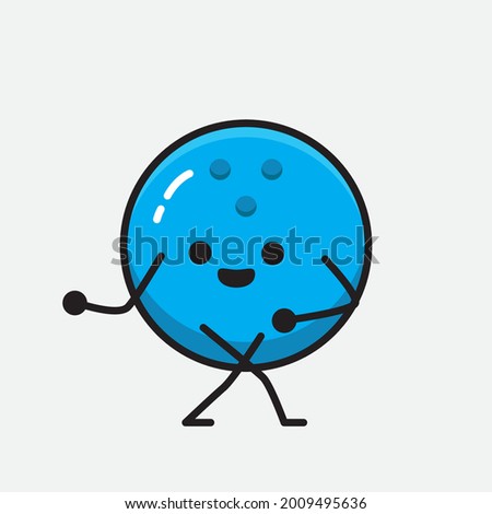 Vector Illustration of Bowling Ball Character with cute face and simple body line drawing on Isolated Background.