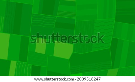 Aerial view of green fields in farmland. Green fields, meadows from birds eye view. Geometric patches of earth in different shades of green. Concept of agriculture. Vector background illustration Royalty-Free Stock Photo #2009518247