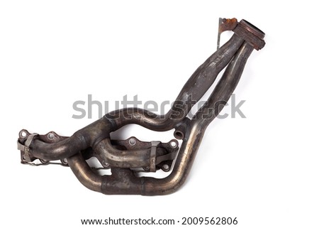 Automotive Exhaust Manifold A automotive exhaust manifold isolated on white. Exhaust manifold car stock pictures, royalty-free photos, images