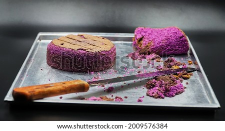 freshly baked purple taro cake            