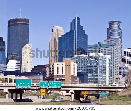 A view of the skyline of downtown Minneapolis Minnesota