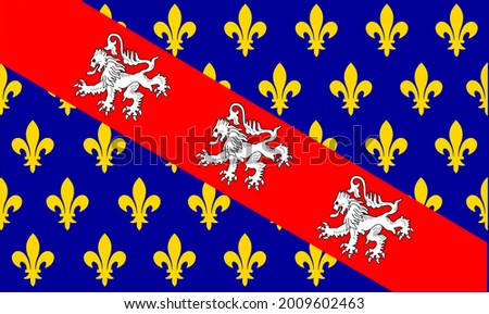 Illustration Of The Flag Of Marche Region In France. Color Drawing Of A French Regional Flag