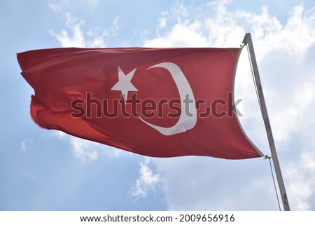 Turkish flag is winding in the sky